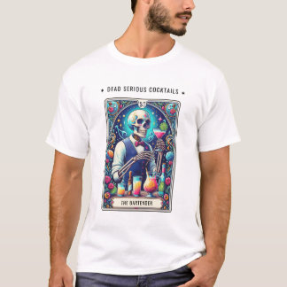 Camiseta Dead Serious Cocktails Tarot Bartender Skeleton