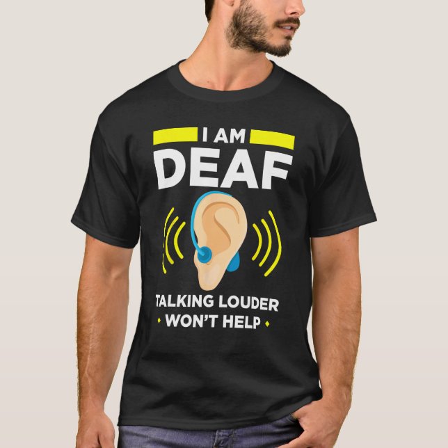 Camiseta Deaf Pride ASL Hand Gesture Hearing Aid Hand Sign  (Frente)