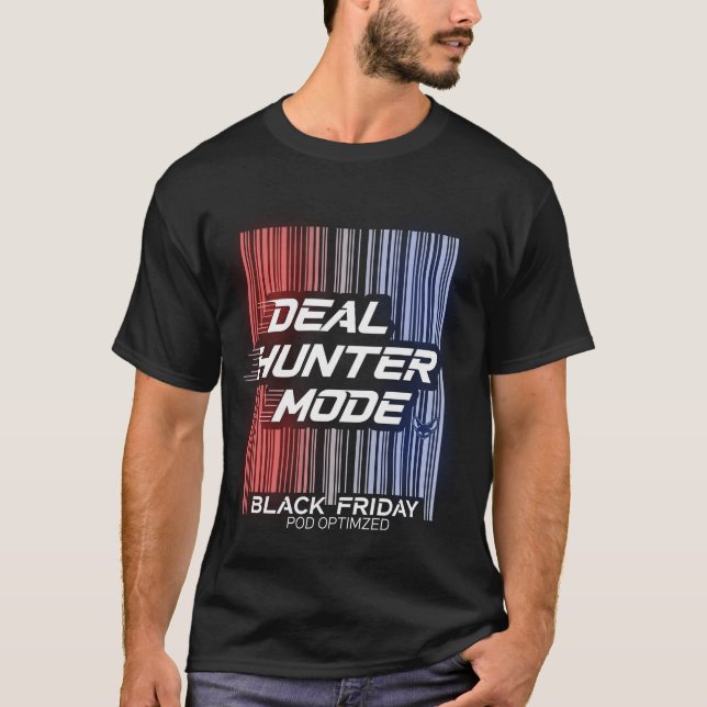 Camiseta Deal Hunter Mode - Design de código de barras Blac (Frente)