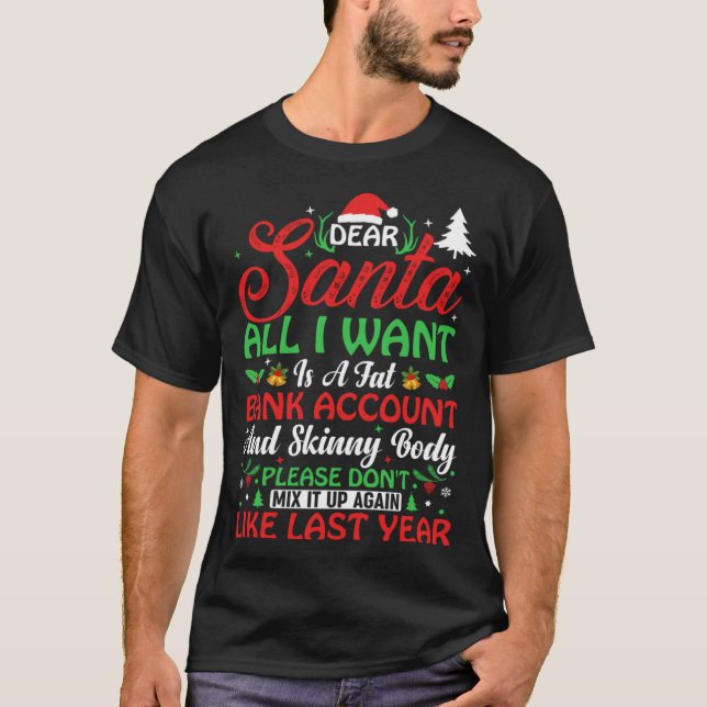 Camiseta Dear Santa all I want is a fat bank account Christ (Frente)