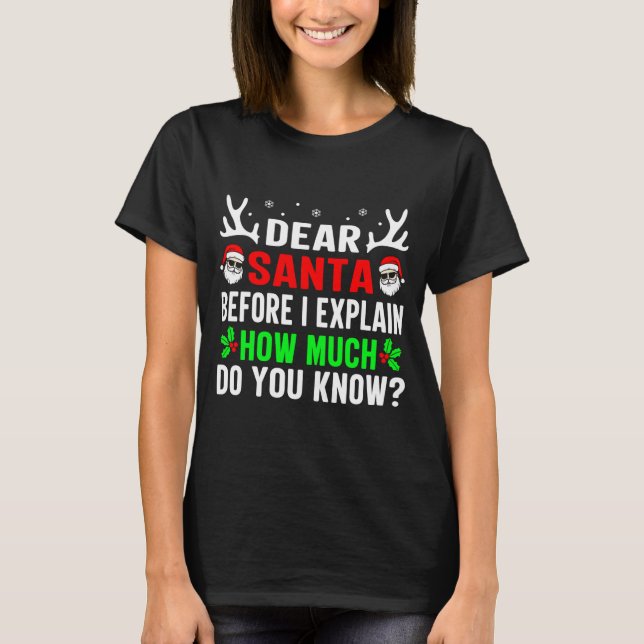 Camiseta Dear Santa Before I Can Explain How Much Do You  (Frente)