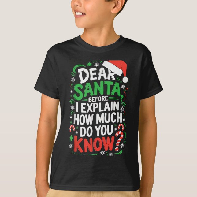 Camiseta Dear Santa Before I Explain How Much Do You Know S (Frente)