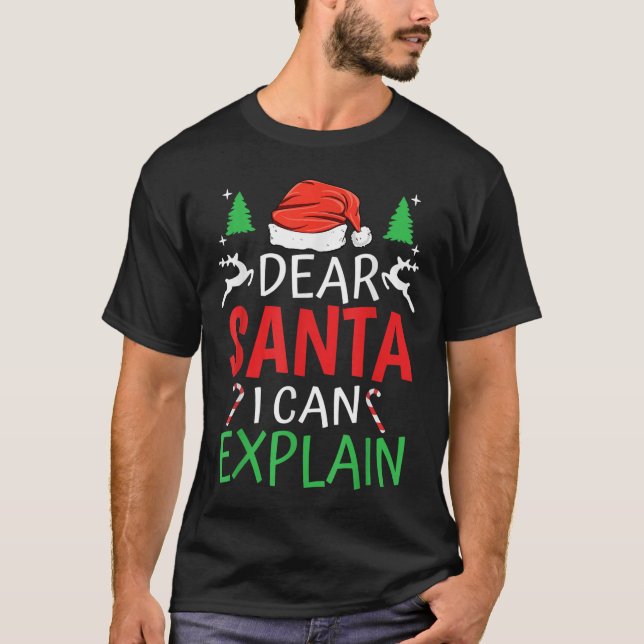 Camiseta Dear Santa I Can Explain Funny Christmas Joke Humo (Frente)