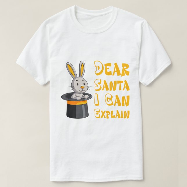 Camiseta "Dear Santa I Can Explain" Funny Christmas Rabbit  (Frente do Design)