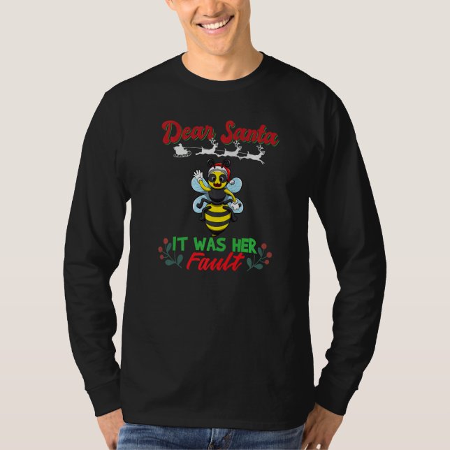 Camiseta Dear Santa It Was Her Fault Siblings Matching Xmas (Frente)
