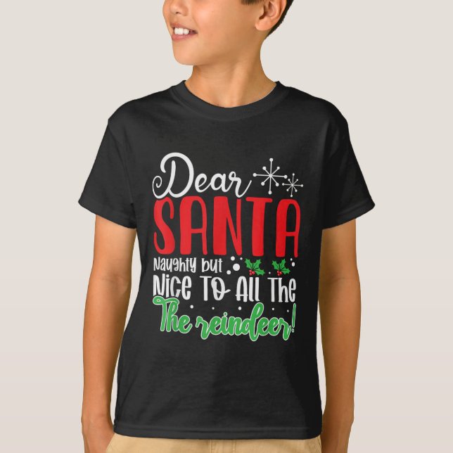 Camiseta Dear Santa Naughty But Nice To All The Reindeer! F (Frente)