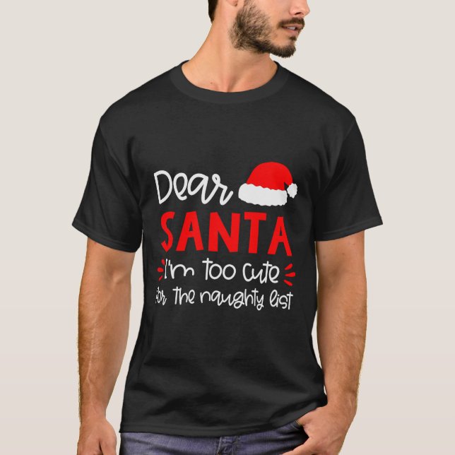 Camiseta Dear Santa Shirt Funny Matching Family Christmas P (Frente)