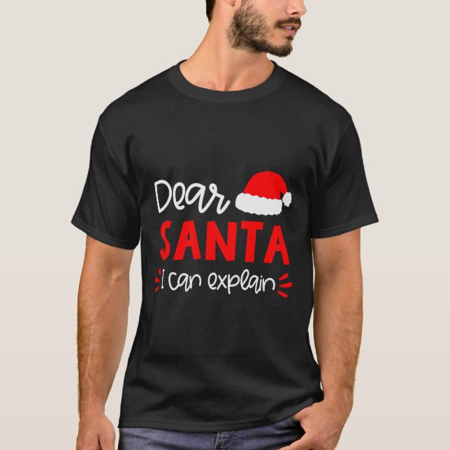 Camiseta Dear Santa Shirt Funny Matching Family Christmas P (Frente)