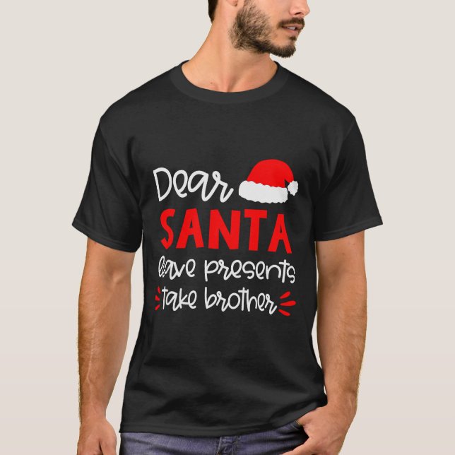 Camiseta Dear Santa Shirt Siblings Matching Family Christma (Frente)