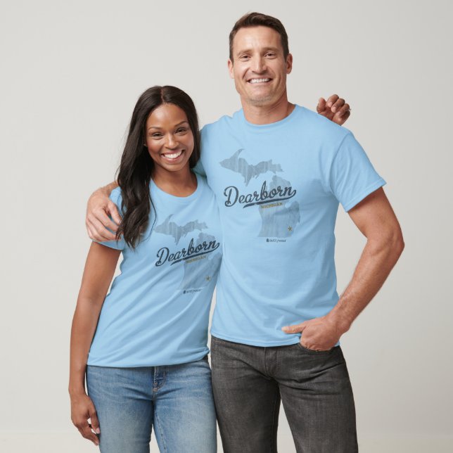Camiseta Dearborn Michigan Map Retro LS Raglan (Unissex)