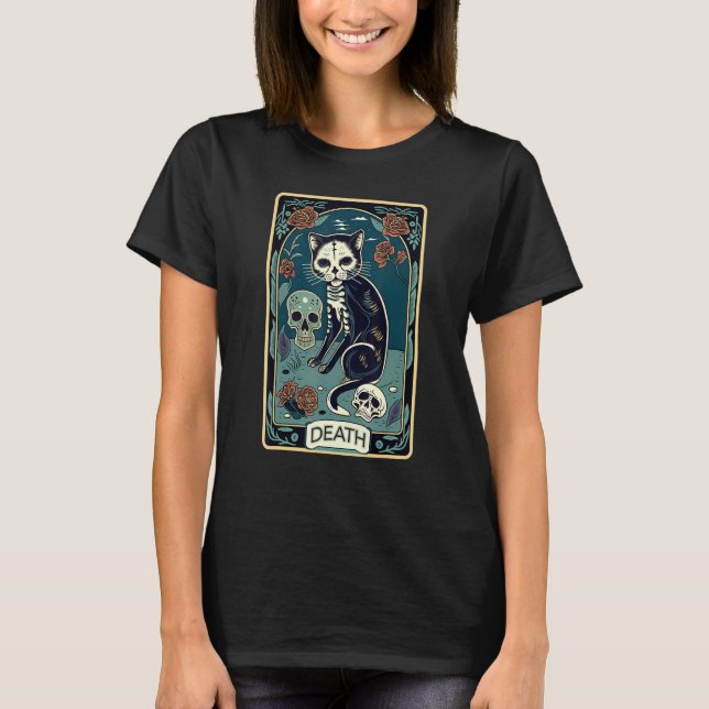 Camiseta Death Cat Tarot Card Graphic for Tarot Cat Lovers  (Frente)