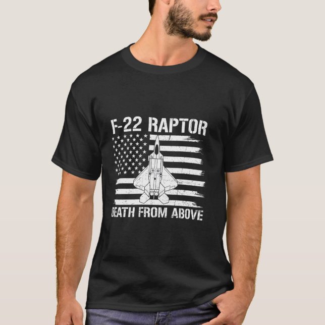 Camiseta Death From Above F 22 Raptor Military Pilot Flag U (Frente)
