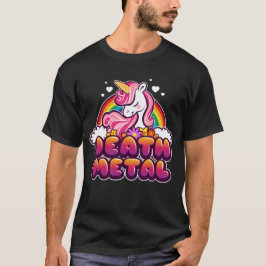 Camiseta Death Metal Funny Rainbow e Unicorn Gift