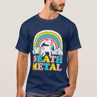 Camiseta Death Metal Funny Rainbow Unicorn Novelty