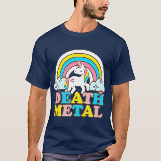 Camiseta Death Metal Funny Rainbow Unicorn Novelty (Frente)