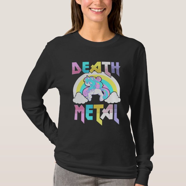 Camiseta Death Metal Magical Unicorn Rocker Rock And Roll P (Frente)