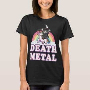 Camiseta Death Metal Rainbow Funny Grim Reaper Unicors Gif