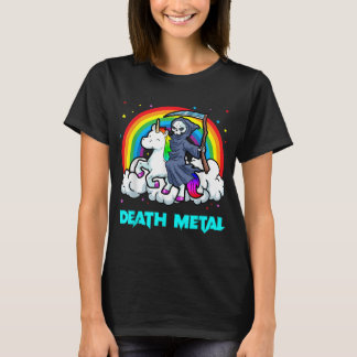 Camiseta Death Metal Shirts Unicorn Rainbow Grim Reaper Hea
