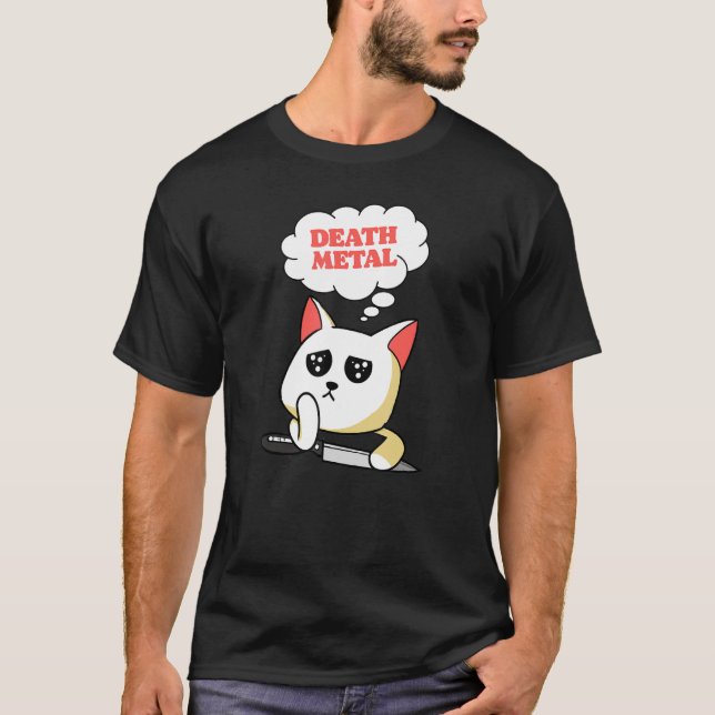 Camiseta Death Metal  Sonhando com Sarcasmo Gato Fofo Com F (Frente)