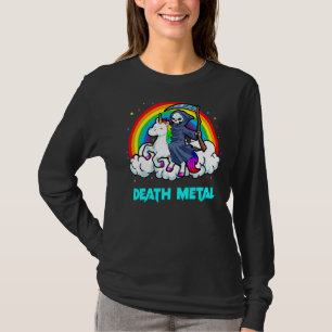 Camiseta Death Metal Unicorn Rainbow Grim Reaper Heavy Me