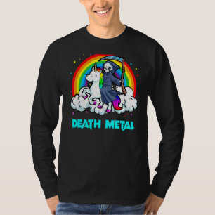 Camiseta Death Metal Unicorn Rainbow Grim Reaper Heavy Me