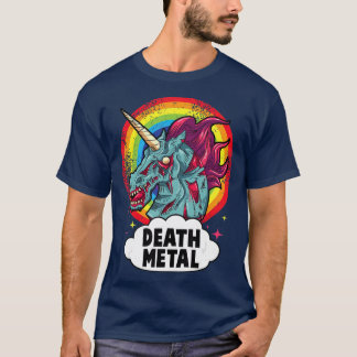 Camiseta Death Metal Unicorn Rainbow Rocker Emo Zombie
