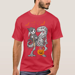 Camiseta Death Riding Dinosaur Pumpkin Halloween Kids 1694