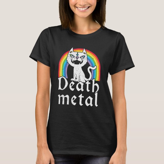 Camiseta Death Satanic Cat Goth Concert (Frente)