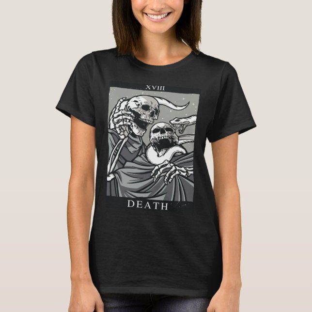 Camiseta Death Tarot Card Tarot Card XIII 13 Skeleton Snake (Frente)