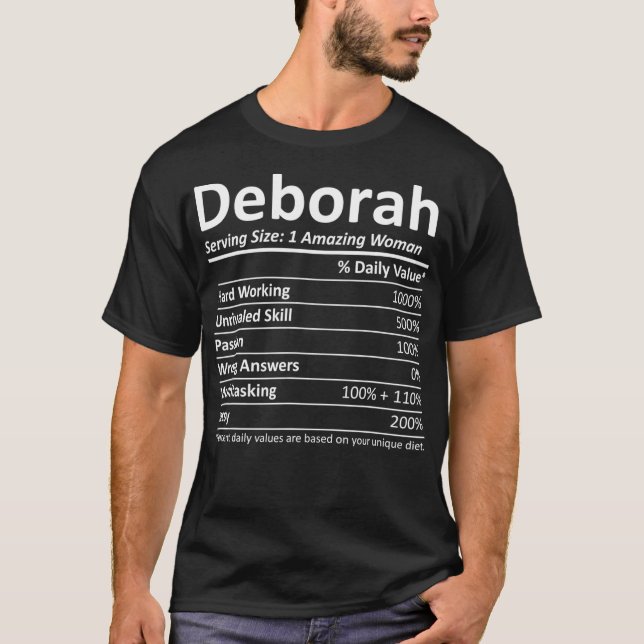Camiseta DeBORAH Nutrição Personalizada Nome Funny Gift (Frente)