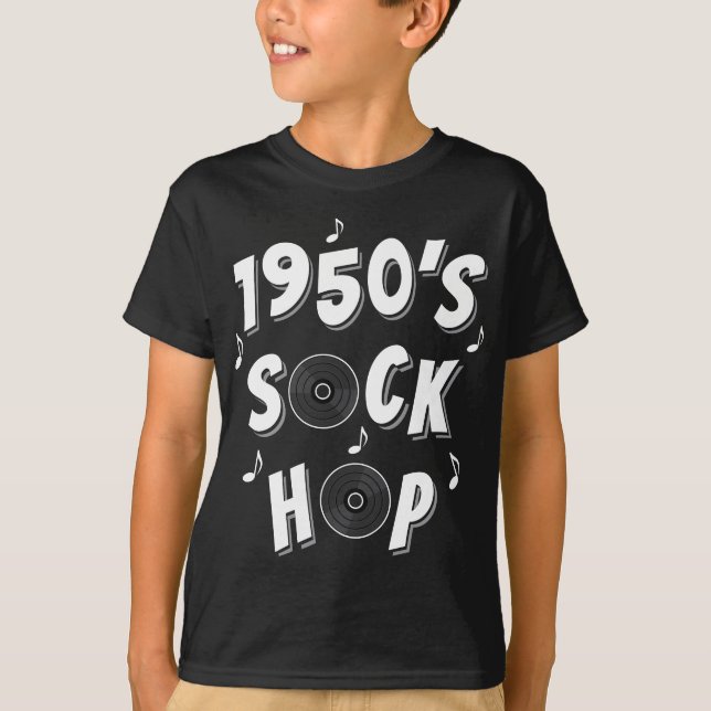 Camiseta década de 1950, Salto da meia, dança escolar, danç (Frente)