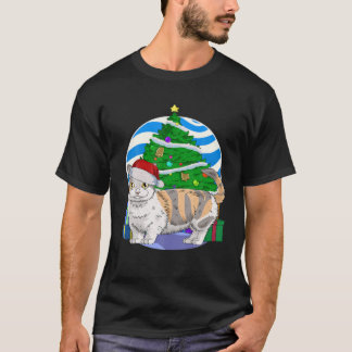 Camiseta Decado de Árvore de Natal para Papais noeis de Gat