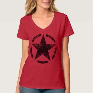 Camiseta Decalque do vintage do estêncil da estrela