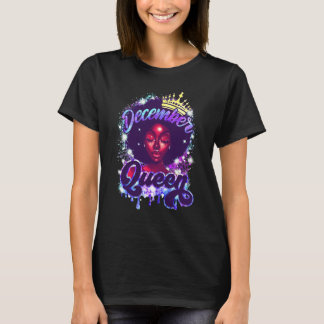 Camiseta December Queen Black Women Black Queen Happy Birth