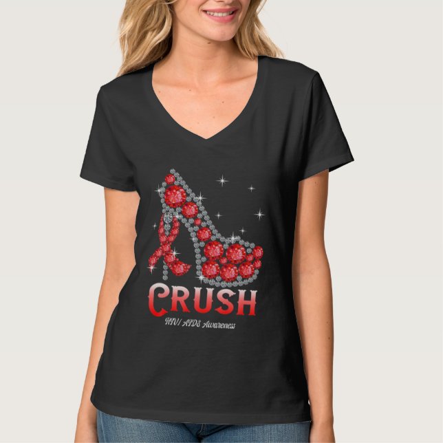 Camiseta December Red Ribbon High Heel Warrior HIV AIDS Awa (Frente)
