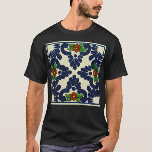 Camiseta Décie vermelho flores rústicas mão pintada mexican