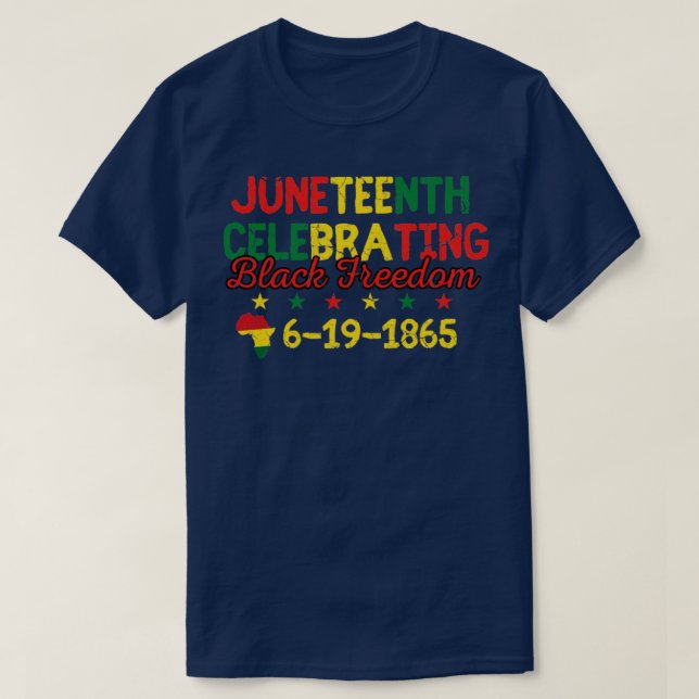 Camiseta Décima Junta Celebrando a Liberdade Negra 1865 Afr (Frente do Design)