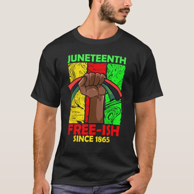 Camiseta Décima Junta Grátis Desde 1865 Fist Negra Pan Afri (Frente)