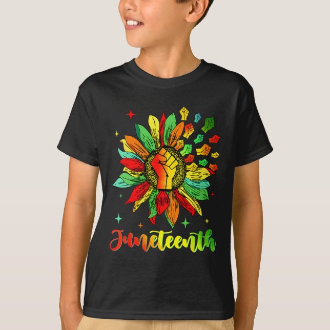 Camiseta Décima Sétima Acentos Afro-Americano Sunflower Bl (Frente)
