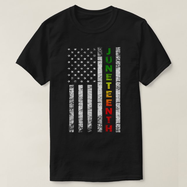Camiseta Décima Sétima Bandeira Americana Negra (Frente do Design)
