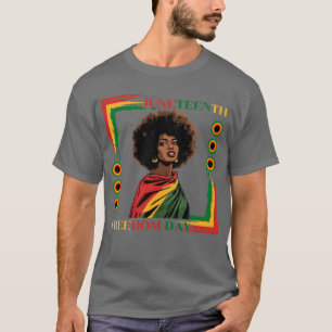 Camiseta Décima sétima mulher afro apinhada na bandeira da 