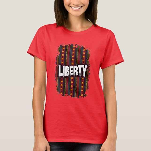 Camiseta Décima sétima palavra "LIBERTY" numa patente de ke (Frente)