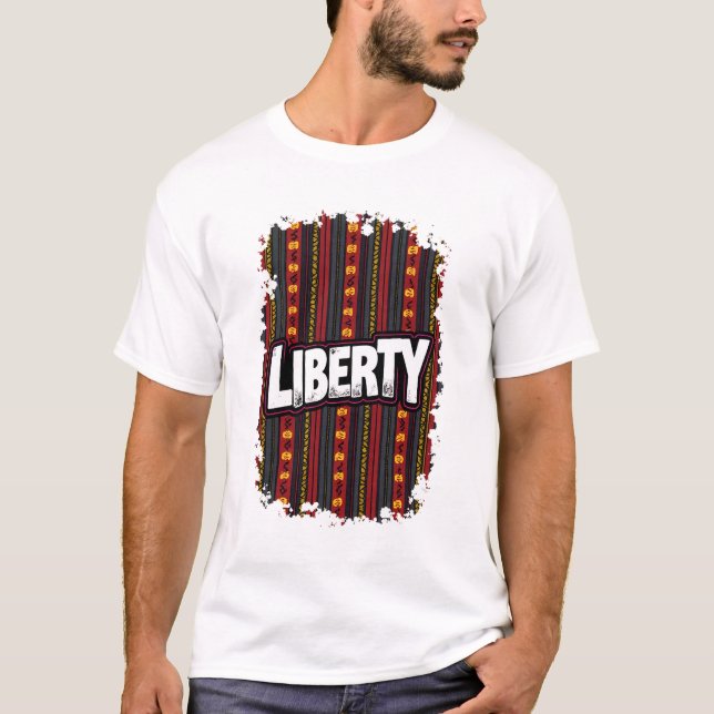 Camiseta Décima sétima palavra "LIBERTY" numa patente de ke (Frente)