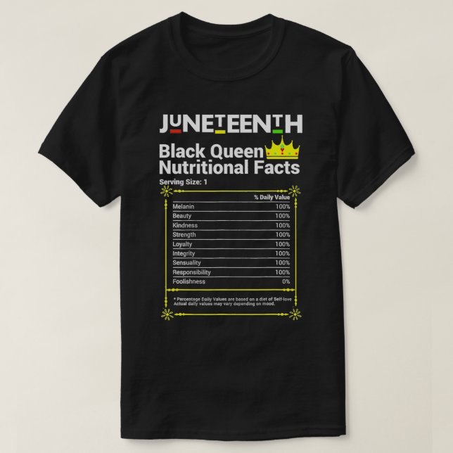 Camiseta Décima Sétima Rainha Negra Fatos Nutricionais Mãe  (Frente do Design)