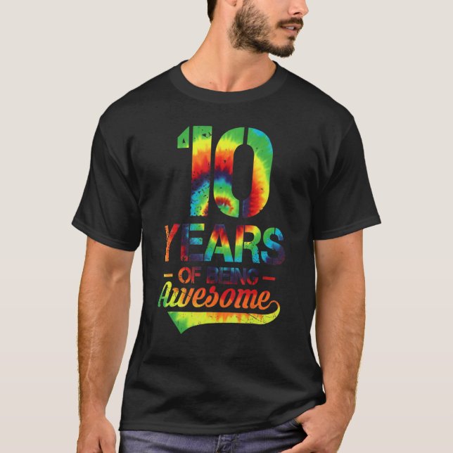 Camiseta Décimo Aniversário, 10 Anos, Tie Dye, 10 Anos De B (Frente)
