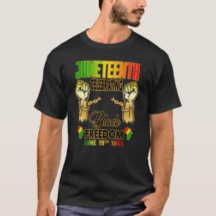 Camiseta Décimo Junho Celebrando a Liberdade Negra Bandeira
