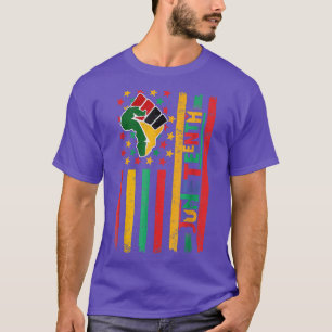 Camiseta Décimo Junto EUA Bandeira Black History Day Afro A