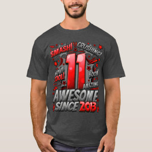 Camiseta Décimo primeiro aniversário em estilo de quadrinho