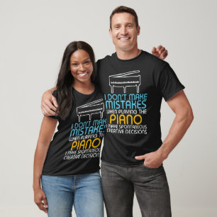 Camiseta Decisões Criativas Espontâneas Arte de Piano Engra