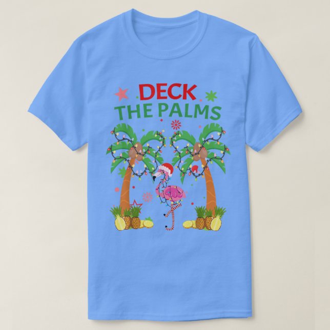 Camiseta Deck Palms Pajamas Christmas Flamingo (Frente do Design)